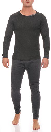 Cocain 1 Langes Set Herren Thermo Unterwäsche Gr. 10 anthrazit billige günstige Unterhose mit Eingriff Unterhemd innen angeraut Thermo-Unterhose Herren funktions-Unterhose funktionsunterhose von Cocain underwear