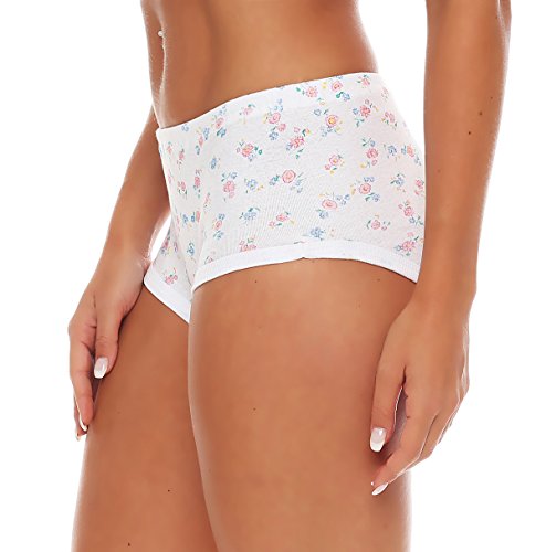 Cocain 4 Stück Damen Slips geblümt Grösse 36/38 weiß mit Druck Taillenslips aus 100% Baumwolle Schlauchware ohne Seitennähte von Cocain underwear