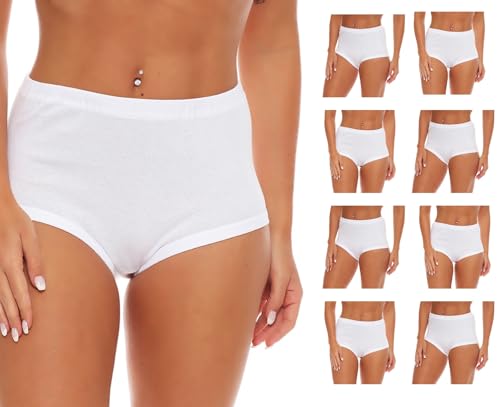 Cocain underwear 8 Damen Slip Gr. 52/54 weiß 100% supergekämmter Baumwolle ohne Seitennaht - hoch geschnitten Öko Tex Standard 100 - Kochfest - trocknergeeignet von Cocain underwear