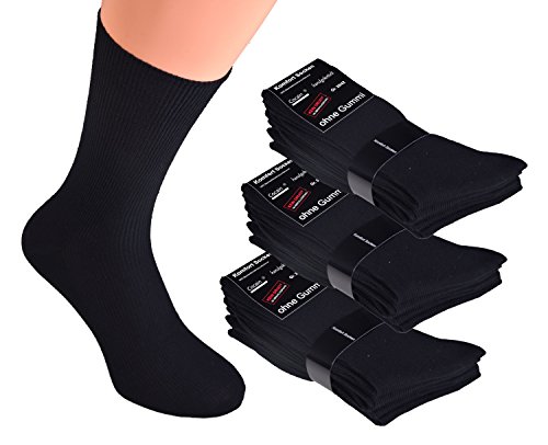 Cocain underwear 10 Paar schwarze Damen Herren Socken Gr. 47/50 ohne Gummi 100% Baumwolle Business-Socken handgekettelt ohne Naht für Diabetiker geeignet von Cocain underwear