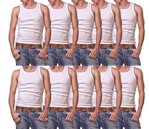 10 Stück Unterhemd Herren glattes weisses Unterhemden Herren 10er Pack Gr. 5/M von Cocain underwear