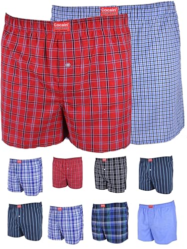 Cocain underwear 10 Stück lockere, gewebte Boxershorts; größtenteils Karierte Boxer; Loose fit American Style Größe 9/3XL von Cocain underwear