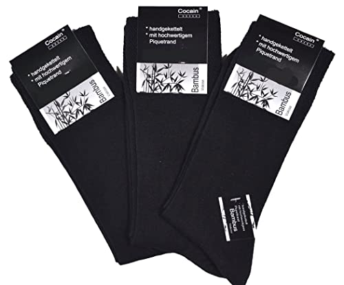 Cocain underwear 12 Paar Herren Damen Bambus Socken MIT Gummi 43/46, Strümpfe mit Gummi Bambus schwarz von Cocain underwear