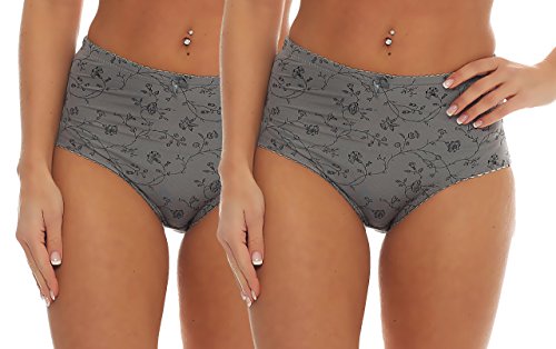 Cocain underwear 4 Stück modische Microfaser Taillen-Slips grau 36-38 mit Streublümchen und Kleiner Schleife - Leichter Shape-Effekt von Cocain underwear