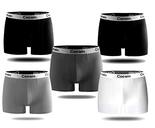 Cocain underwear 5 Stück Herren Boxershorts Weiss schwarz grau mit elastischem Bund Gr. L Boxershorts Jungen größe grösse gr. 48/50 52/54 56/58 Retropants schwarz Retropants Herren microfaser gr. von Cocain underwear