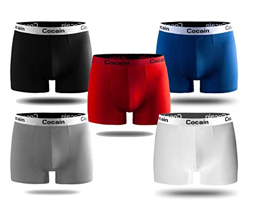 Cocain underwear 5 Stück modische Boxershorts Marke Gr. XL Farben gemischt schwarz blau rot grau Weiss Boxershorts Herren Unterhosen Boxers Herren Boxershorts Men Shorts Herren t Shirts männer von Cocain underwear