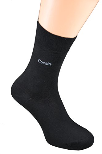 Cocain underwear 9 Paar Damen Socken schwarz Gr. 35-38 handgekettelt Piquetrand hochwertig Premium Herren Socken von Cocain underwear