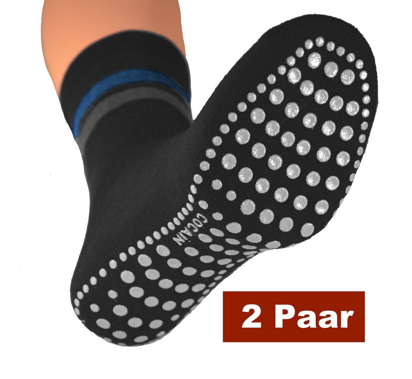 Cocain underwear ABS-Socken 2 Paar warm ABS Stopper Noppen Socken Anti Rutsch Socken Damen Herren (2-Paar) gummierte Noppen von Cocain underwear