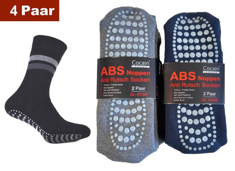 Cocain underwear ABS-Socken Anti Rutsch Socken Noppen Haussocken ABS Stoppersocken 100 (4-Paar) gummierte Noppen von Cocain underwear