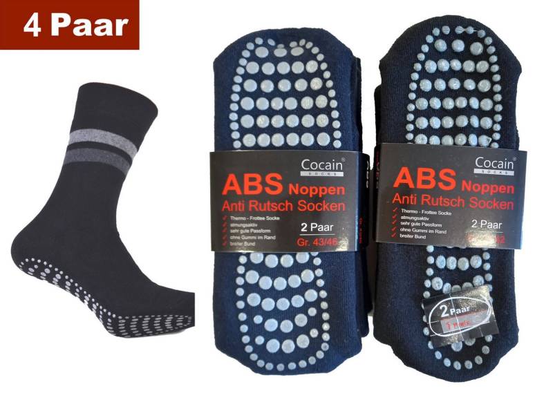 Cocain underwear ABS-Socken Anti Rutsch Socken Noppen Haussocken ABS Stoppersocken 100 (4-Paar) gummierte Noppen von Cocain underwear