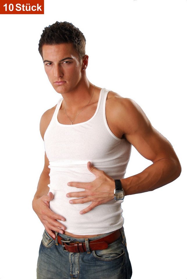 Cocain underwear Unterhemd Ripp Herren Unterhemd weiss Doppelripp grob gerippt 100% Baumwolle (Spar-Pack, 10-St) ohne Seitennähte - auch in Übergröße erhältlich, 100% Baumwolle von Cocain underwear