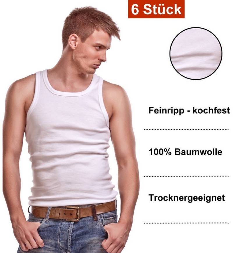 Cocain underwear Achselhemd Tank Top Achselshirt weiss Unterhemd glatt 100% Baumwolle Feinripp (6-St) ohne Seitennähte - 100% Baumwolle von Cocain underwear