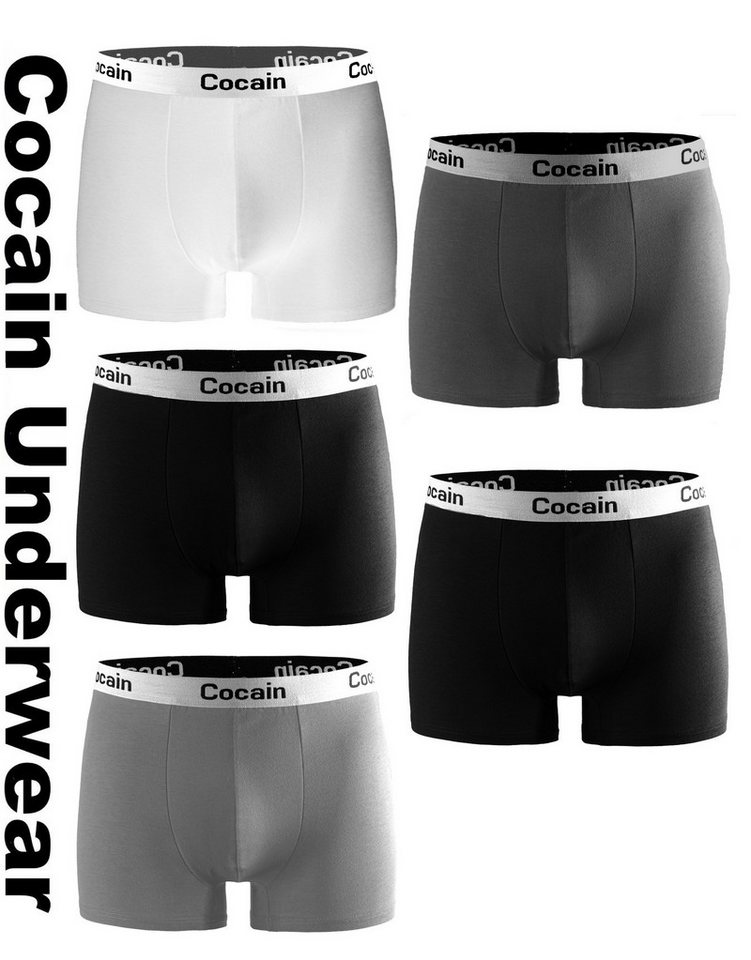 Cocain underwear Boxershorts 5 Bunte Herren Boxer Baumwolle anliegende Pants Unterhose Boxershort (5-St) Spitzenqualität aus Europa von Cocain underwear
