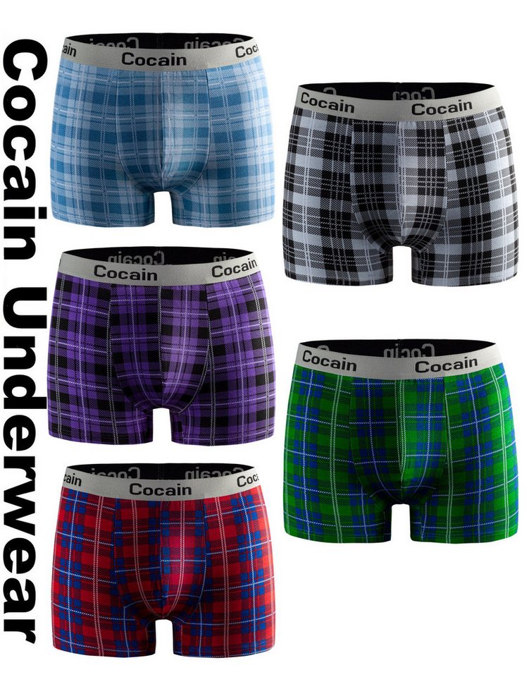 Cocain underwear Boxershorts 5 Bunte Herren Boxer Baumwolle anliegende Pants Unterhose Boxershort (5-St) Spitzenqualität aus Europa von Cocain underwear