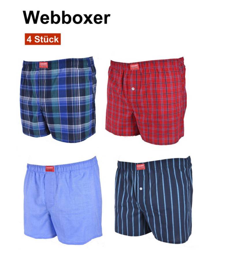 Cocain underwear Boxershorts Lockerer American Boxershort Boxer Unterhose kariert 100 % Baumwolle (4-St) Bilder sind nur Beispiele - breiter Gummibund von Cocain underwear