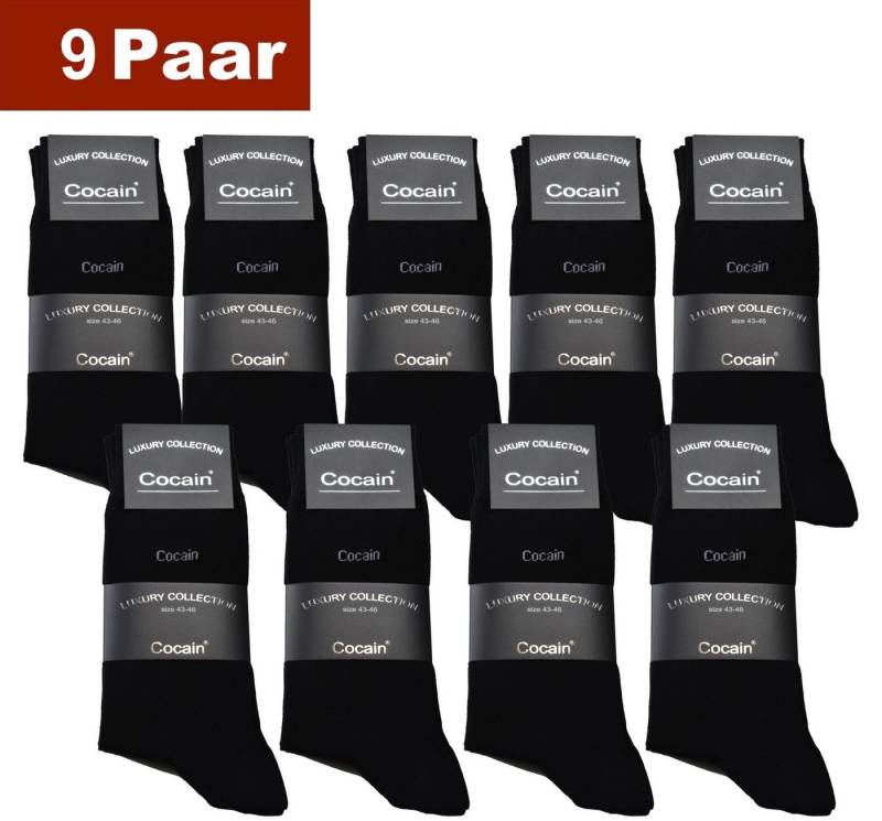Cocain underwear Businesssocken Schwarze Premium Anzugsocke 200 Nadel Socken schwarz glatt ohne Naht (9-Paar) feuchtigkeitsregulierend von Cocain underwear