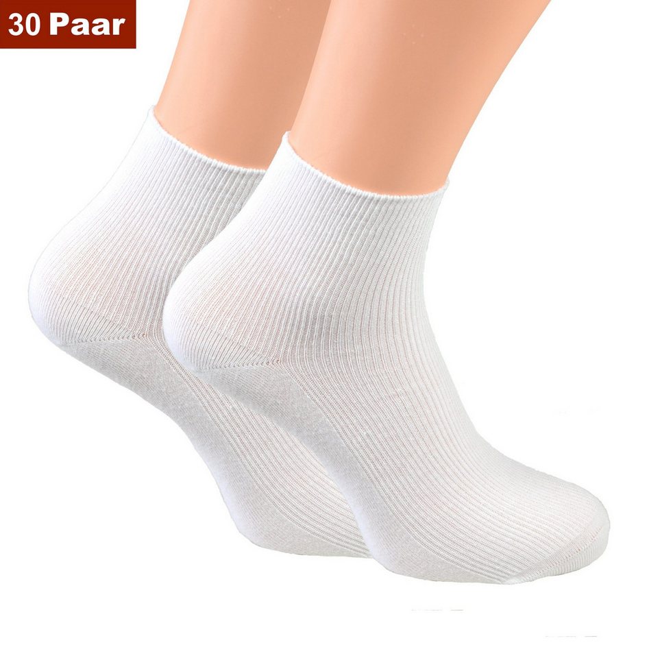 Cocain underwear Gesundheitssocken Kurze Socke ohne Gummi weiss Kurzsocken Arztsocken kein Gummi 100 Bw. (30-Paar) ohne einschneidenden Gummibund, handgekettelt von Cocain underwear