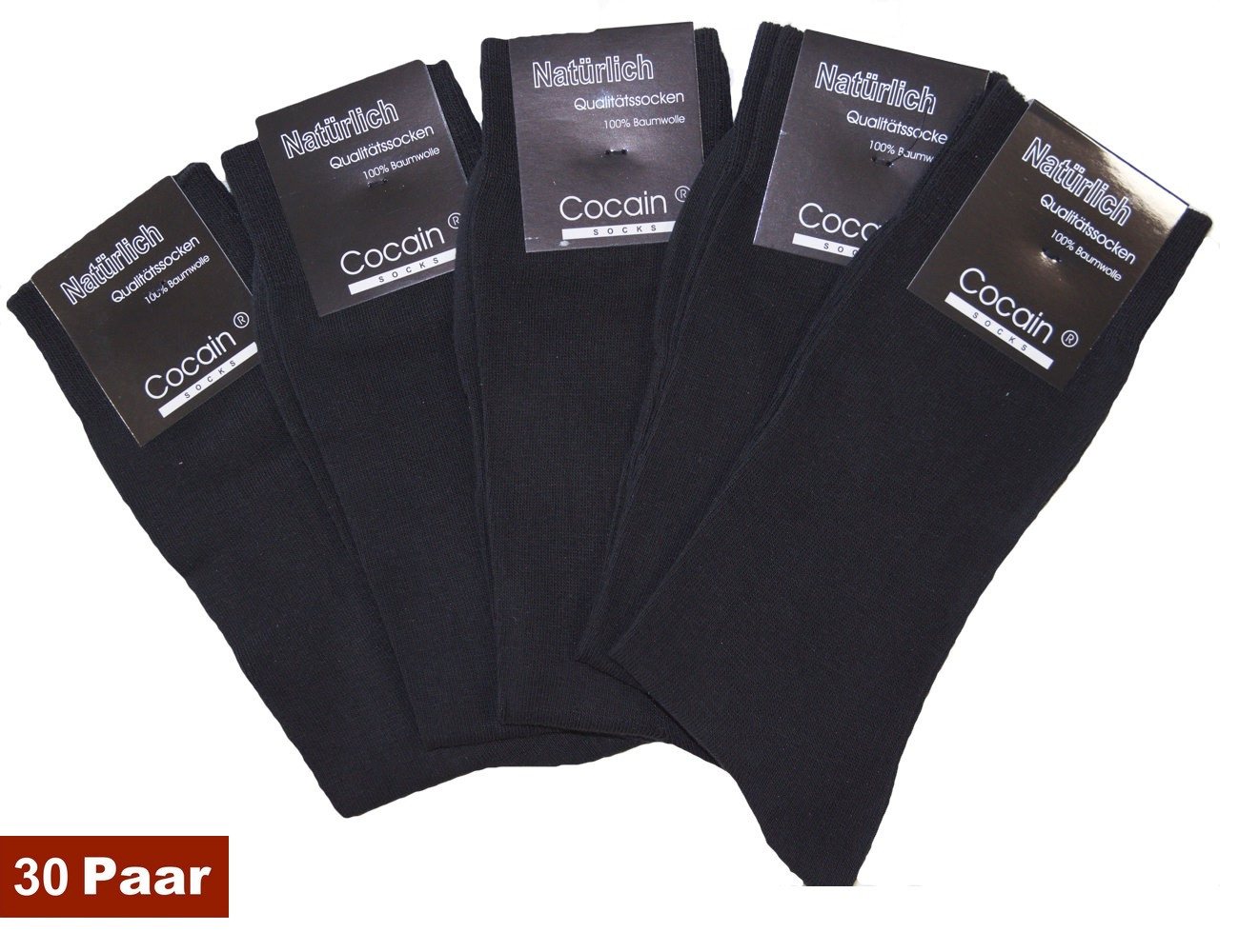 Cocain underwear Businesssocken Klassische schwarze Herren Damen Socken (30-Paar) handgekettelte Spitze von Cocain underwear