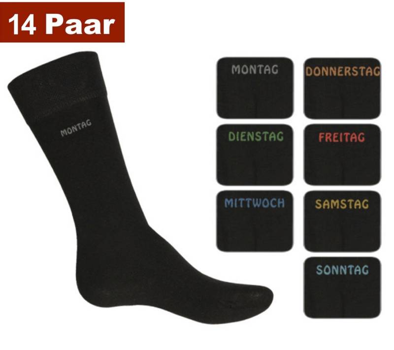 Cocain underwear Freizeitsocken Damen Herren Socken schwarz Wochentag Montag Sonntag 7 Tage Baumwolle (14-Paar) hoher Baumwollanteil von Cocain underwear