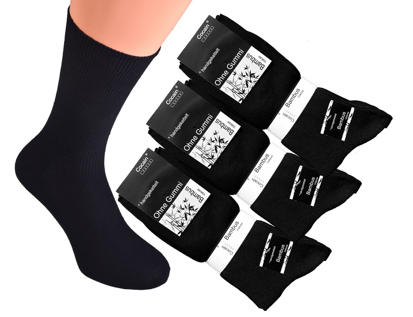 Cocain underwear Freizeitsocken Herren Damen Bambus-Socken ohne Gummi (36-Paar) handgekettelt von Cocain underwear