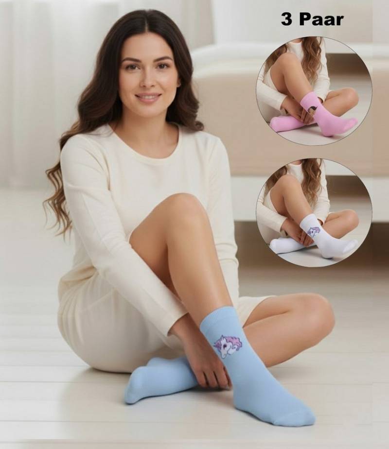 Cocain underwear Freizeitsocken Lustige farbig Mädchen & Damen Einhorn-Socken Einhörner viel Baumwolle Der Traum aller Mädchen von Cocain underwear