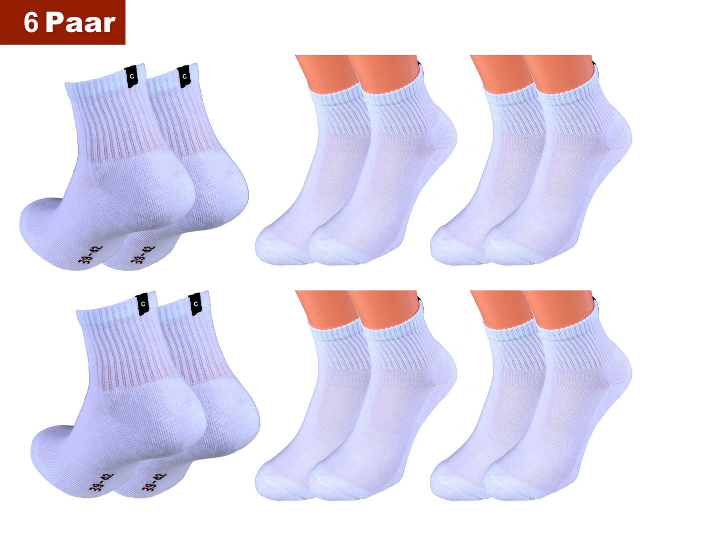 Cocain underwear Kurzsocken Kurzsocken Damen Herren schwarz weiß (6-Paar) Frotteesohle von Cocain underwear