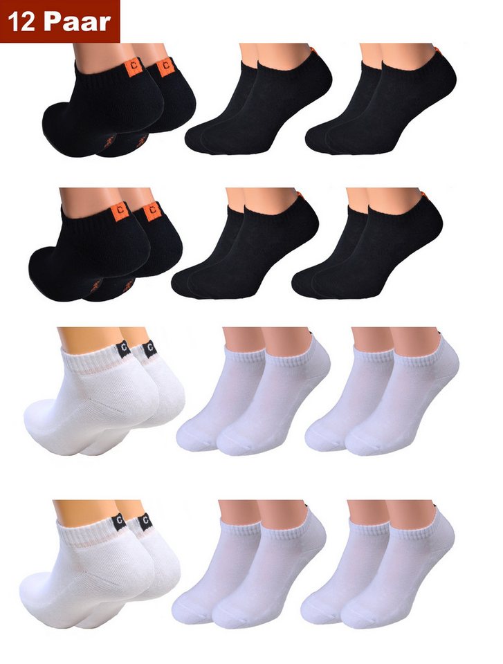 Cocain underwear Sneakersocken 6 oder 12 Paar Sneaker Socken Damen Herren weiß schwarz (12-Paar) Frotteesohle von Cocain underwear