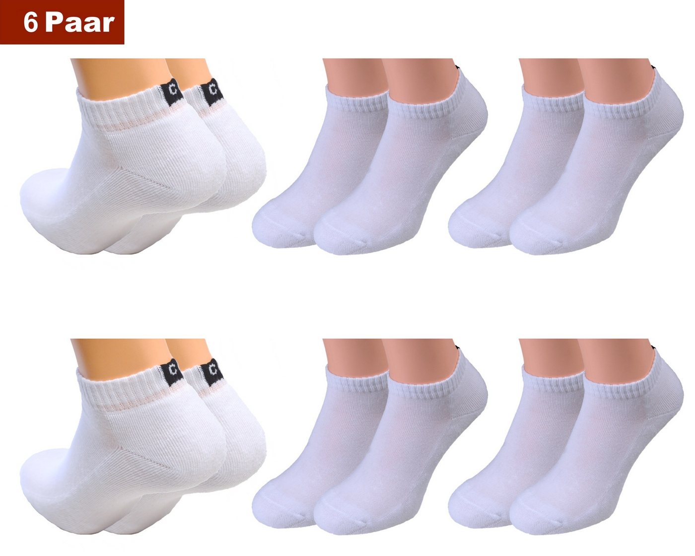 Cocain underwear Sneakersocken 6 oder 12 Paar Sneaker Socken Damen Herren weiß schwarz (6-Paar) Frotteesohle von Cocain underwear