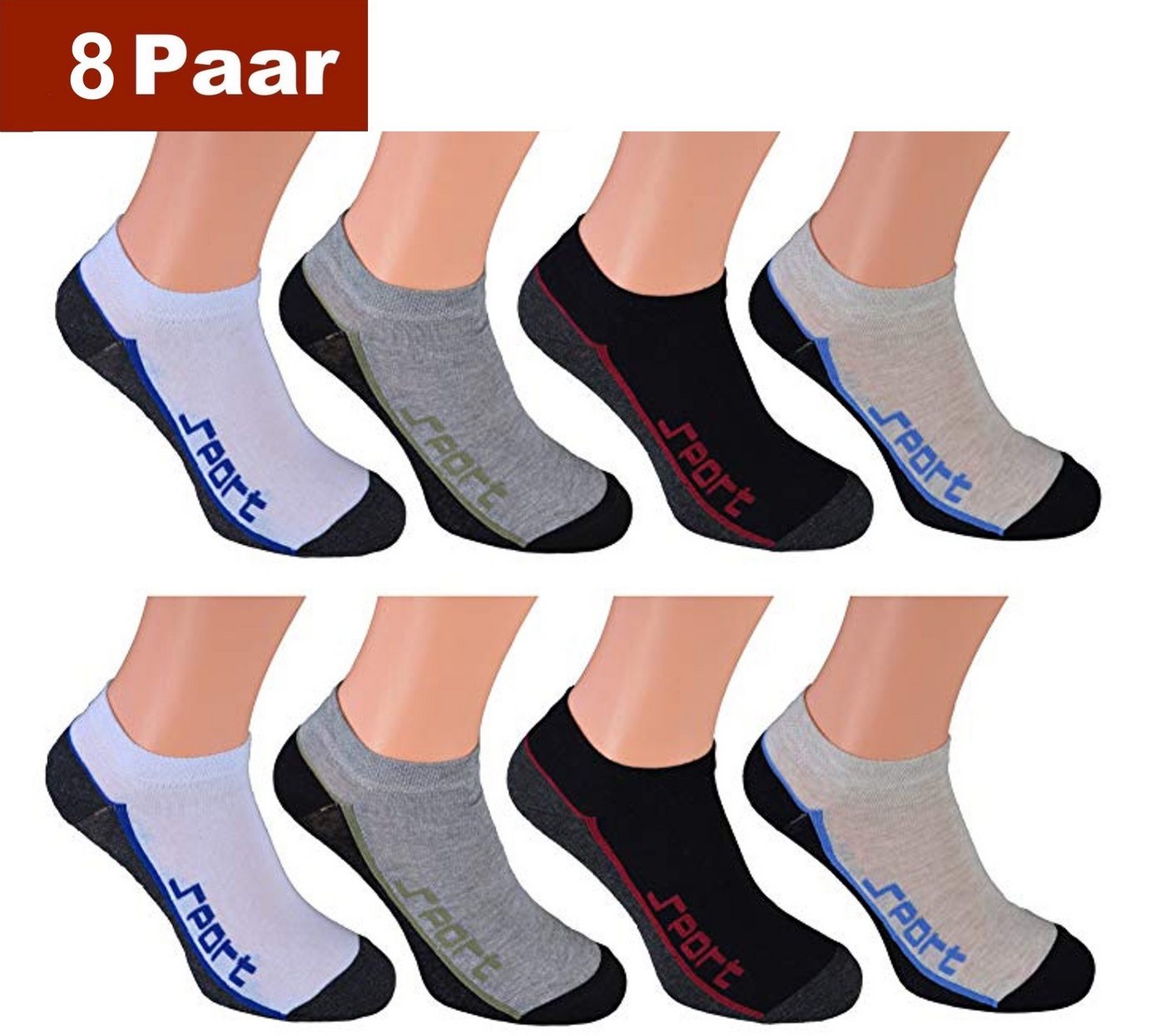 Cocain underwear Sneakersocken 8 Paar Sneaker Socken Füsslinge Söckchen für Herren (8-Paar) verschiedene Modelle - Baumwolle von Cocain underwear