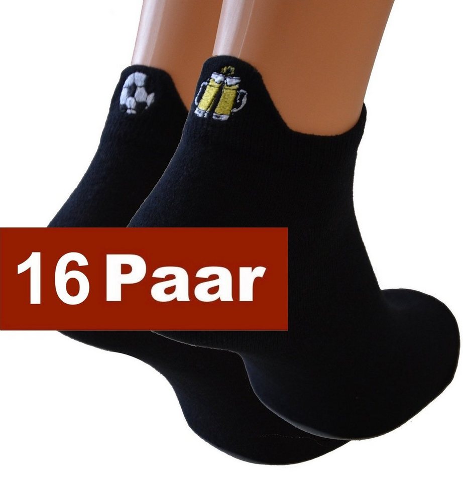 Cocain underwear Sneakersocken Herren Sneaker Socken schwarz Sportsocke Baumwolle (16-Paar) Fersenstickerei - variierende Motive von Cocain underwear