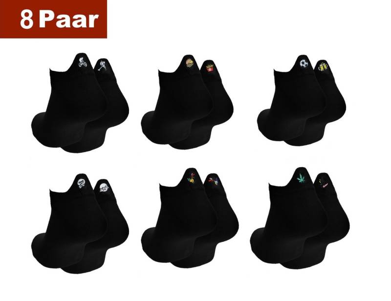 Cocain underwear Sneakersocken Lustige Herren Sneaker Fun Socken schwarz Baumwolle funny lustig Socks (8-Paar) atmungsaktiv - variierende lustige Motive von Cocain underwear