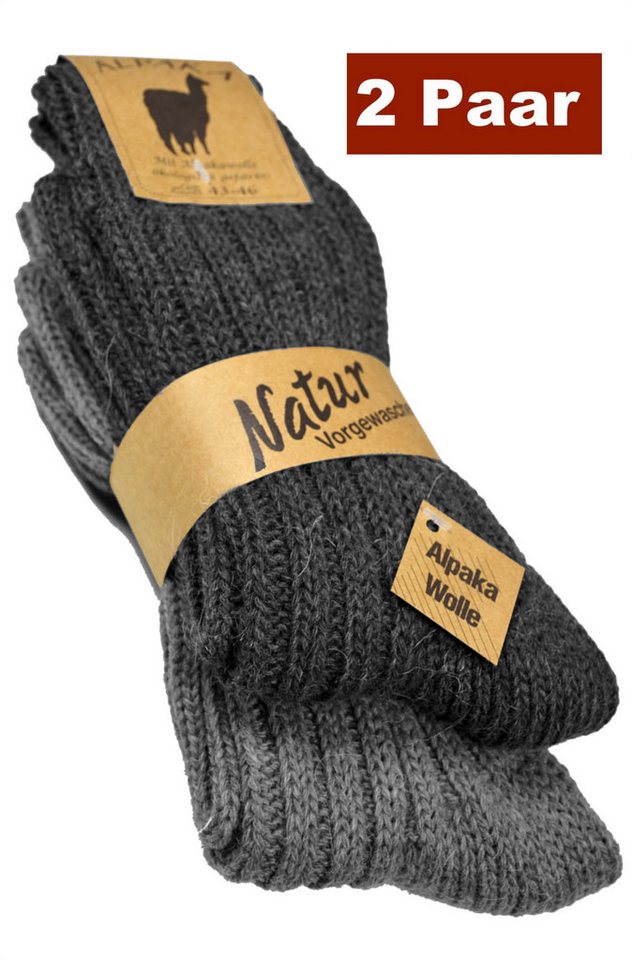 Cocain underwear Wandersocken Extrem Warme dicke weiche Alpaka Socken Wollsocke Alpacka Wolle Thermo (2-Paar) Alpaka Wollsocken für Männer Frauen Kinder von Cocain underwear