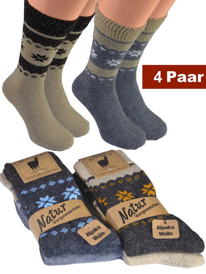 Cocain underwear Wandersocken Extrem Warme dicke weiche Alpaka Socken Wollsocke Alpacka Wolle Thermo (4-Paar) Alpaka Wollsocken für Männer Frauen Kinder von Cocain underwear