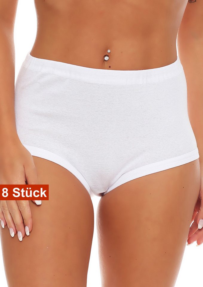 Cocain underwear Taillenslip 8x hohe Damen-Slips weiss Baumwolle 100 % Baumwolle trocknergeeignet (8-St) 100% Baumwolle - ohne Seitennähte von Cocain underwear
