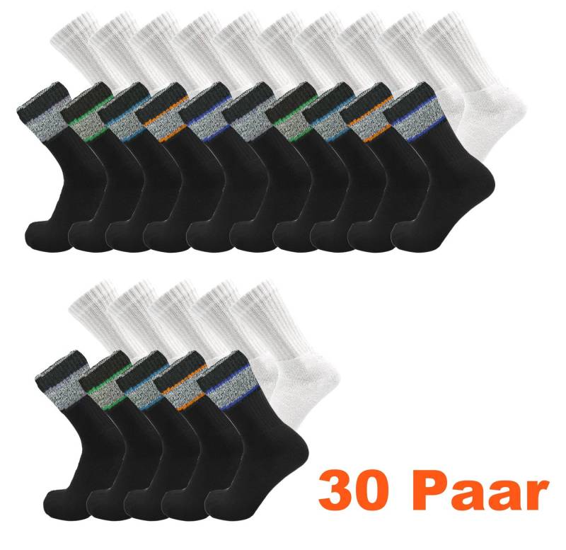 Cocain underwear Tennissocken 10, 20 oder 30 Paar Tennissocken weiss oder schwarz mit Streifen Bw. (Spar-Set, 30-Paar) Klimaregulierend, hoher Baumwollanteil von Cocain underwear