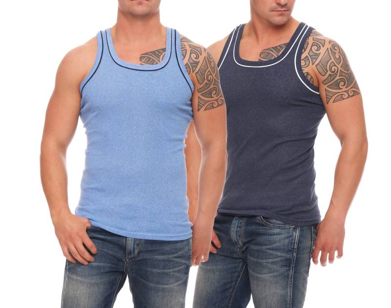 Cocain underwear Unterhemd Farbiges Herren Unterhemd Feinripp Vollachsel Baumwolle Hemd bunt (Packung, 4-St) produziert in Europa, farblich abgesetzte Träger und Halsausschnitt von Cocain underwear