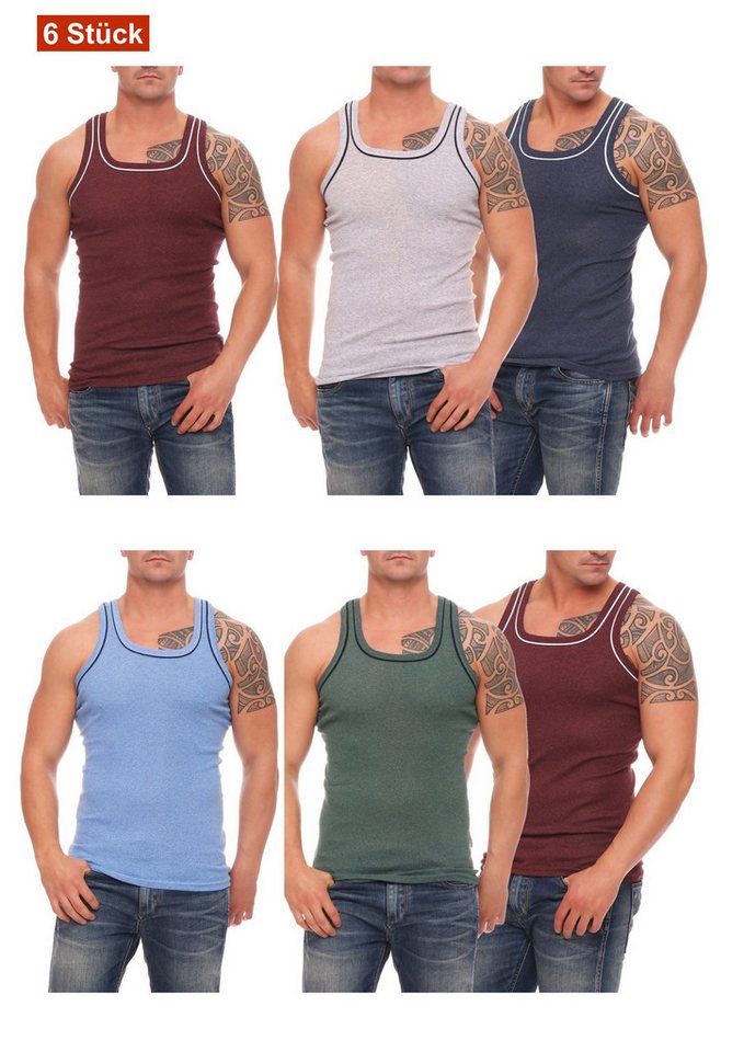 Cocain underwear Unterhemd Farbiges Herren Unterhemd Feinripp Vollachsel Baumwolle Hemd bunt (Packung, 6-St) produziert in Europa, farblich abgesetzte Träger und Halsausschnitt von Cocain underwear