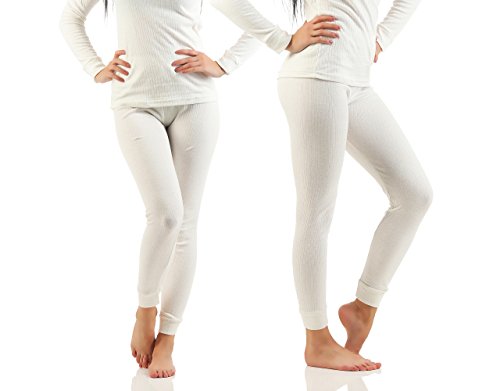 Good Deal Market 2X Stück Damen Thermo Unterhosen wollweiss Gr. 36/38 - S, Ski Unterwäsche Funktionsunterwäsche innen angeraut Outdoor Freizeit Sport Laufen Winter Sport ski wärmend kuschelig weich von Cocain underwear