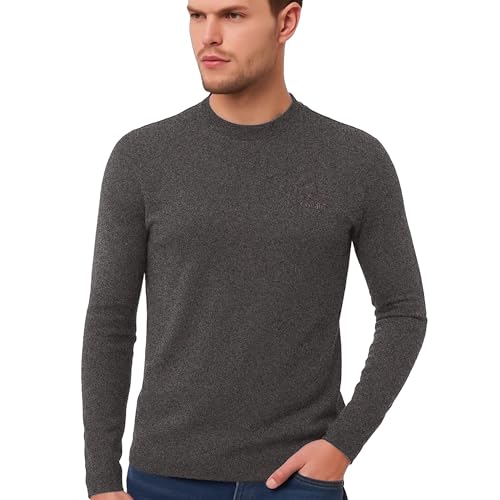 Herren Marken Strickpullover anthrazit Gr. L klassisch Feinstrick Strickpullover Premium Baumwolle schick im Büro cool in der Freizeit angenehm zu tragen Pullover langärmlig mit Rundhalsausschnitt von Cocain underwear