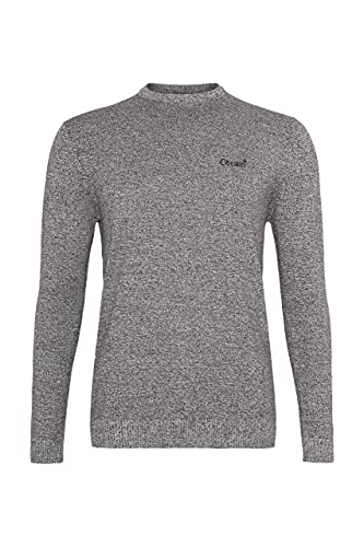 Herren Marken Strickpullover grau meliert Gr. L klassisch Feinstrick Strickpullover Premium Baumwolle schick im Büro cool in der Freizeit langärmlig mit Rundhalsausschnitt von Cocain underwear