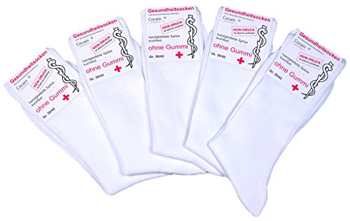 cocain 10-100 Paar Arzt-Socken & Krankenschwester-Socken ohne Gummi originale Markenware Gesundheitssocken weiss 100% Baumwolle Gr. 35/38-47/50, 10 Paar, 47-50 von Cocain underwear