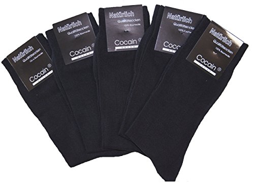 cocain 10 bis 100 Paar schwarze Marken-Socken 100% Baumwolle schwarz - für Damen und Herren geeignet - Grössen 35 bis 50 lieferbar -Spitzenqualität Made in Europa (47/50, 20 Paar Schwarz) von Cocain underwear
