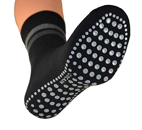 cocain 2er oder 4er Pack Damen & Herren Socken mit ABS Noppen Marke Cocain ohne Gummi, Thermo Socken Frottee, Anti Rutsch Socke, Stoppersocken, Gr.35-38 bis 47-50 (43-46, 4er Pack Marine/Schwarz) von Cocain underwear