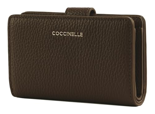 COCCINELLE Metallic Soft Mini Wallet Grained Leather Brunette von Coccinelle
