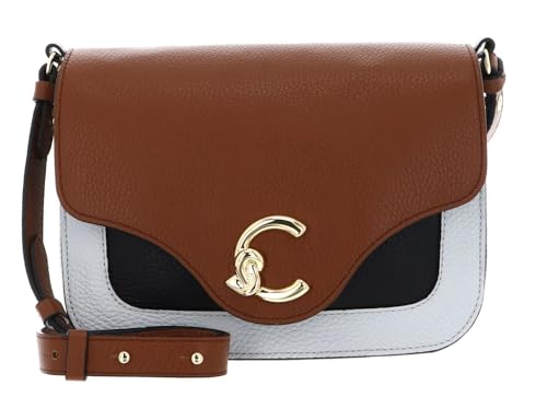 Coccinelle C-Me Tricolor Handbag Grainy Leather Snow/Cognac/Noir von Coccinelle