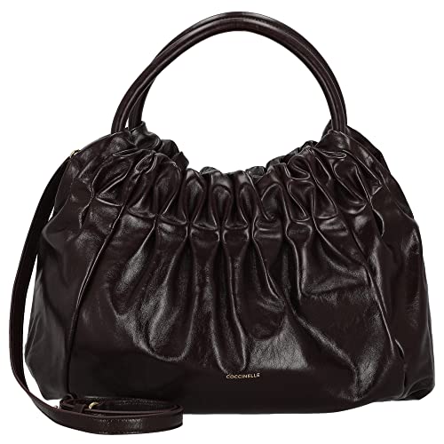 Coccinelle Croisette Rock Handbag Craquele Leather Darkbrown von Coccinelle