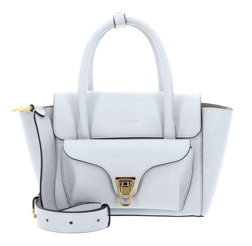 Coccinelle Double Beat Grained Leather Handbag Snow von Coccinelle