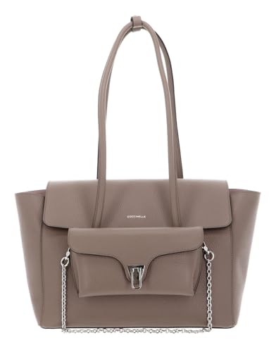 Coccinelle Double Beat Grained Leather Handbag Warm Taupe von Coccinelle