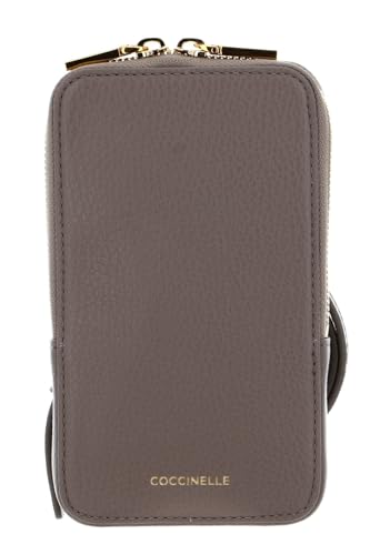 Coccinelle Flor Hi-Tech Phone Bag Warm Taupe Blüten Leder Pouch von Coccinelle