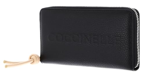 Coccinelle Leder Geldbörse Metallic Soft Wallet Grained Leather Noir/Betulla schwarz von Coccinelle